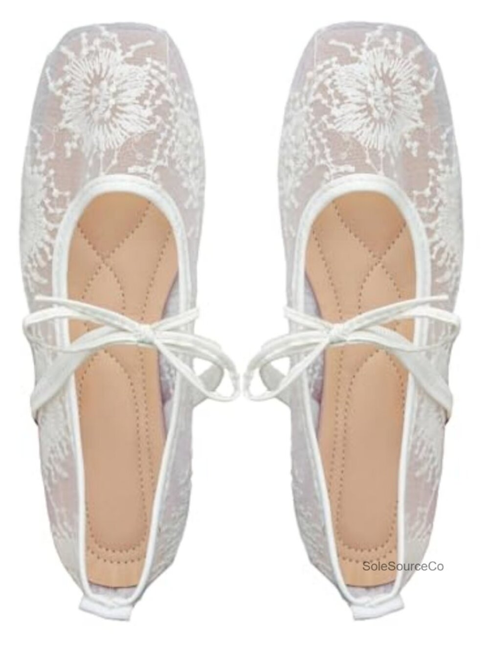 GORGLITTER Women's Mesh Ballet Flats Bow Ballerina Mary Jane Dressy